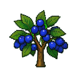 Blueberry Bush — 256×256 pixel art sprite
