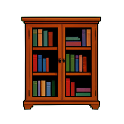 رف الكتب البوهيمي — رسم بكسل 256×256