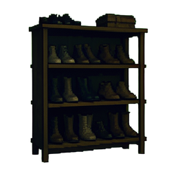 Estante de zapatos bohemia — sprite pixel art 256×256