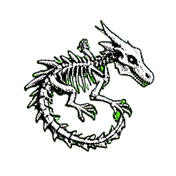 Bone Dragon (1-Bit) — 256×256 pixel art sprite