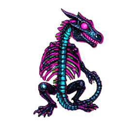 Dragão de Osso (Cyberpunk) — sprite pixel art 256×256