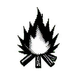 焚き火 (1bit) — 256×256 ピクセルアートスプライト