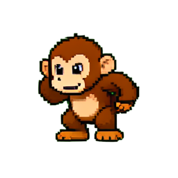 Macaco boomerang — sprite pixel art 256×256