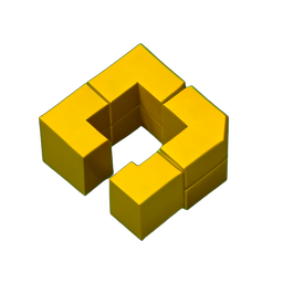 Messing-Knochen (Voxel) — 256×256 Pixel-Art-Sprite