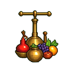 Travessas de balança de latão penduradas — sprite pixel art 256×256