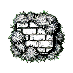 Brick Mossy (1-Bit) - 256x256 pixel art sprite