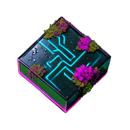 Brick Mossy (Cyberpunk) - 256x256 pixel art sprite