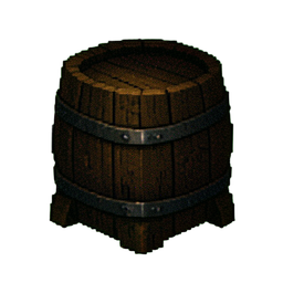 Barril roto — sprite pixel art 256×256