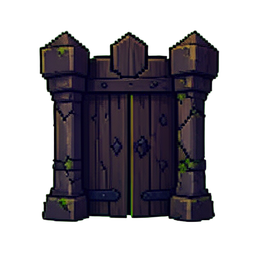 Portão de portão quebrado — sprite pixel art 256×256