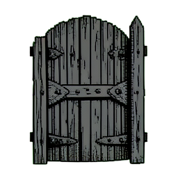 Zerbrochene Geheimtür — 256×256 Pixel-Art-Sprite