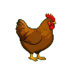 갈색 닭 — 256×256 픽셀 아트 스프라이트