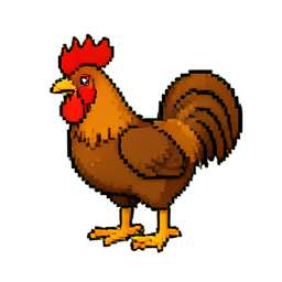 갈색 수탉 — 256×256 픽셀 아트 스프라이트