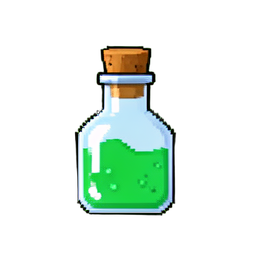 Poción verde burbujeante — sprite pixel art 256×256