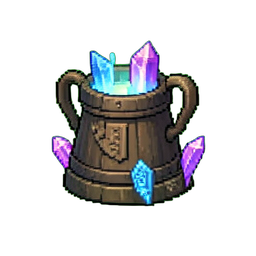 Caldero de poción burbujeante — sprite pixel art 256×256