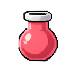 Poción de ataque ardiente — sprite pixel art 256×256