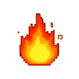 Deriva de ceniza ardiente — sprite pixel art 256×256