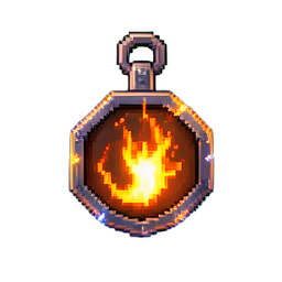 Colgante de sabiduría ardiente (Cinemático) — sprite pixel art 256×256