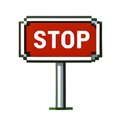 Placa de parada de ônibus — sprite pixel art 256×256