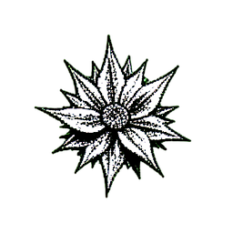 덤불 꽃 (1비트) — 256×256 픽셀 아트 스프라이트