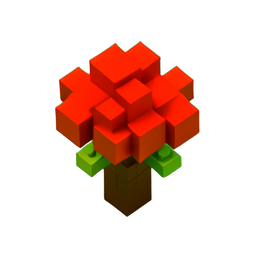 Bush Flower (Voxel) - 256x256 pixel art sprite