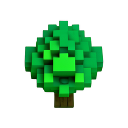 Bush Green (Voxel) - 256x256 pixel art sprite