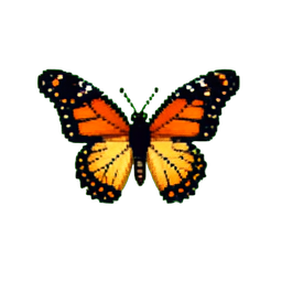 Monarque papillon — sprite pixel art 256×256