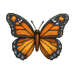Piquage de papillon (Métal) — sprite pixel art 256×256