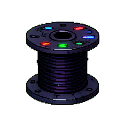 Bobine de câble industrielle — sprite pixel art 256×256