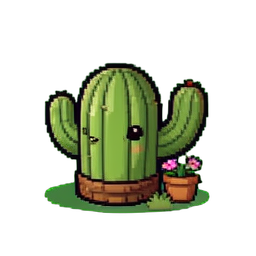 Barril de cactus pequeño — sprite pixel art 256×256