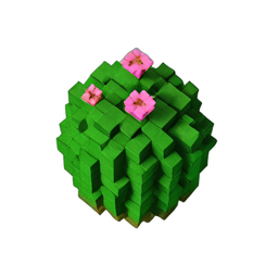 Cactus Round (Voxel) - 256x256 pixel art sprite