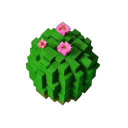 Cactus Round (Voxel) — 256×256 pixel art sprite