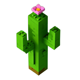 선인장 타워 (Voxel) — 256×256 픽셀 아트 스프라이트