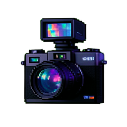 Flash de caméra Speedlight — sprite pixel art 256×256