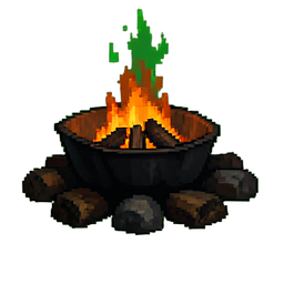 Foyer de camp — sprite pixel art 256×256
