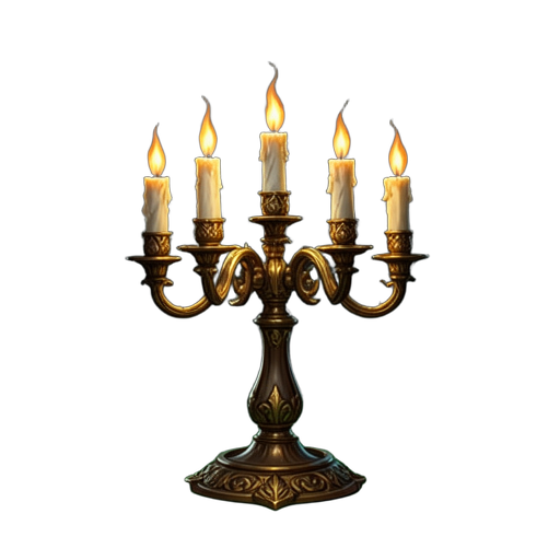 Candelabro de Nove Chamas — sprite pixel art 512×512