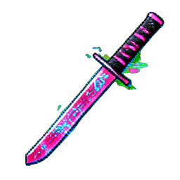 Zuckerstangenschwert (Cyberpunk) — 256×256 Pixel-Art-Sprite