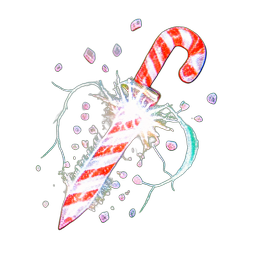 Candy Cane Schwert (VFX) — 256×256 Pixel-Art-Sprite