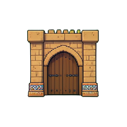 Caravanserai Gate Wooden Studded — 256×256 pixel art sprite