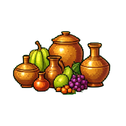 Montón de vainas de cardamomo verde — sprite pixel art 256×256