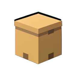 Boîte de rangement en carton — sprite pixel art 256×256