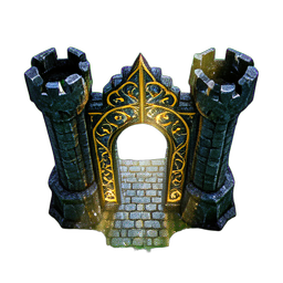 Schlosstor (HD-2D) — 256×256 Pixel-Art-Sprite