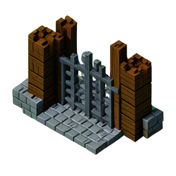 Portão do castelo (Voxel) — sprite pixel art 256×256