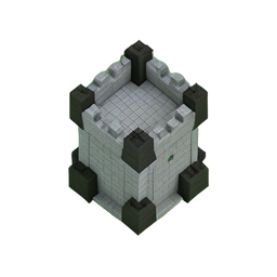 城堡塔 (体素) — 256×256 像素游戏素材