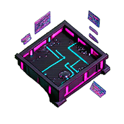 Burgmauer (Cyberpunk) — 256×256 Pixel-Art-Sprite