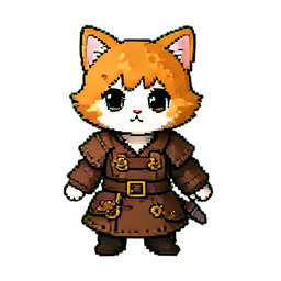 Cat Girl Adventurer (16-Bit) - 256x256 pixel art sprite