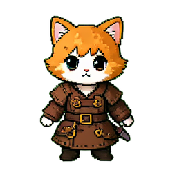 Cat Girl Adventurer (16-Bit) — 256×256 pixel art sprite