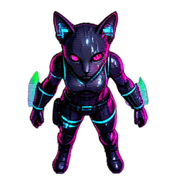 Cat Girl Adventurer (Cyberpunk) — 256×256 pixel art sprite