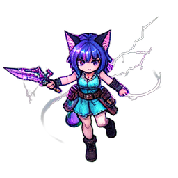 Katzenmädchen (VFX) — 256×256 Pixel-Art-Sprite
