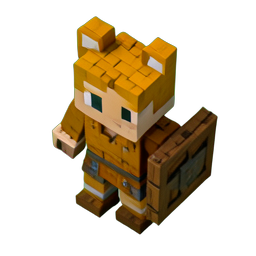Cat Girl Adventurer (Voxel) - 256x256 pixel art sprite