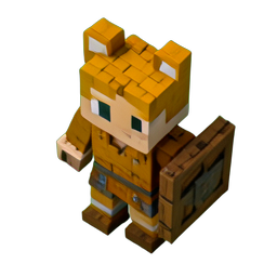 Aventurière chatte (Voxel) — sprite pixel art 256×256